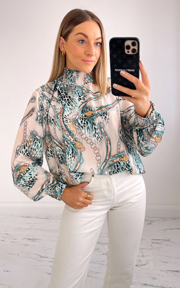 Fizz High Neck Printed Blouse