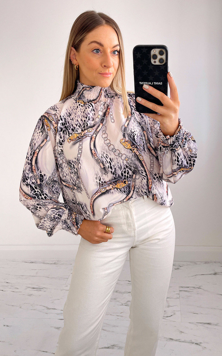 Fizz High Neck Printed Blouse