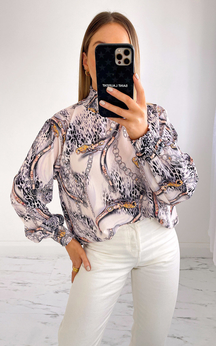 Fizz High Neck Printed Blouse Thumbnail Fizz High Neck Printed Blouse Thumbnail