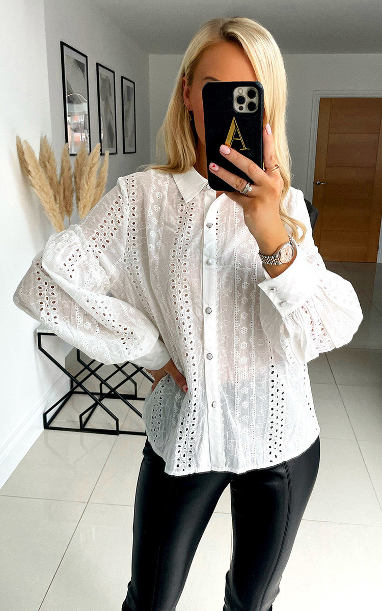 Fleur Button Down Shirt with Pearl Detail Thumbnail Fleur Button Down Shirt with Pearl Detail Thumbnail