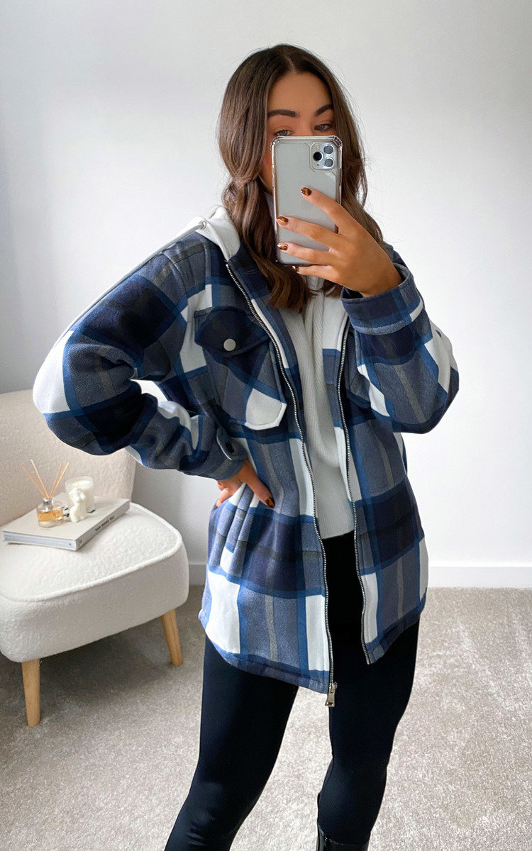 Fliss Checked Hooded Shirt Jacket Fliss Checked Hooded Shirt Jacket