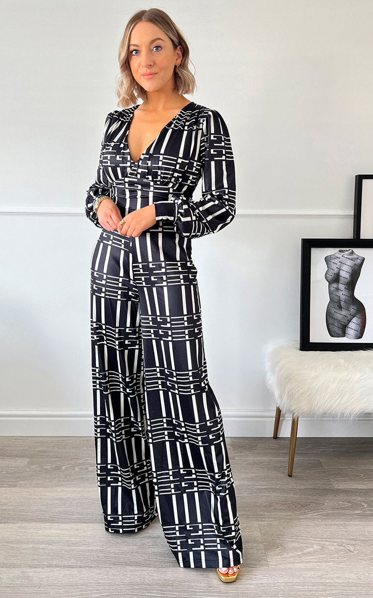 Freda Wide Leg Printed Jumpsuit