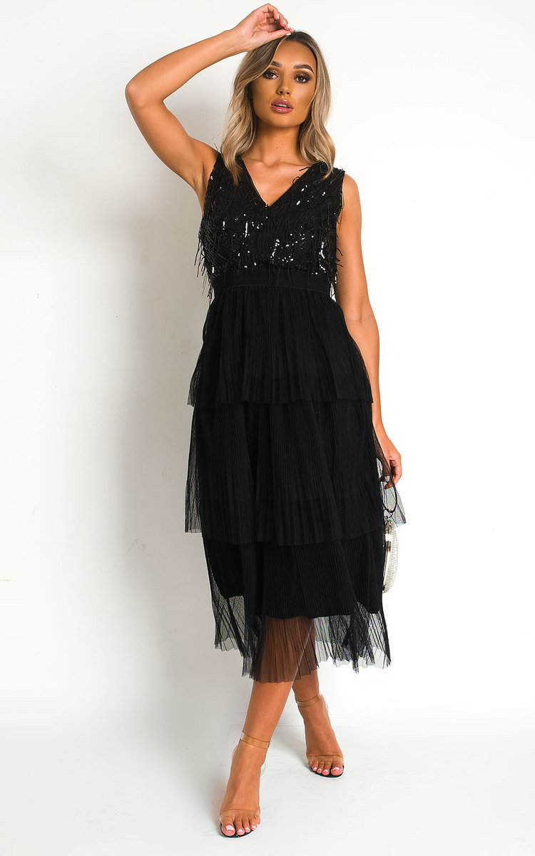 Frida Sequin Frill Maxi Dress Thumbnail