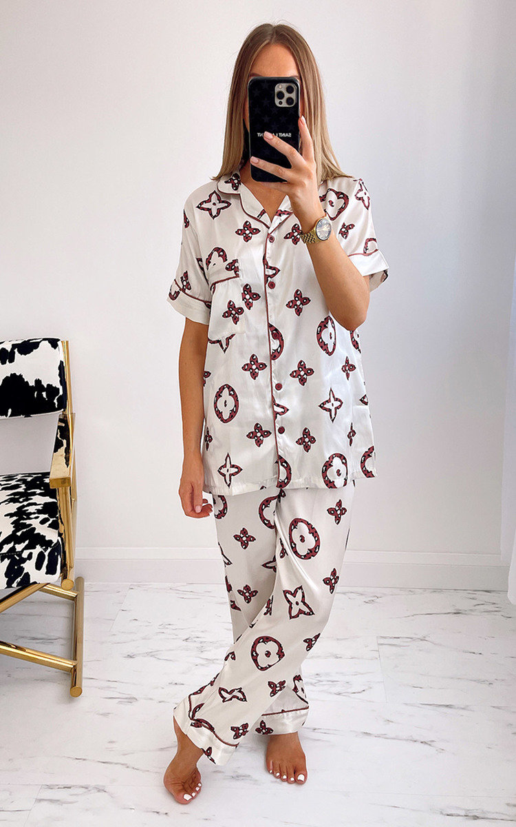 Geena Button Up Printed Pyjama Co-Ord Thumbnail