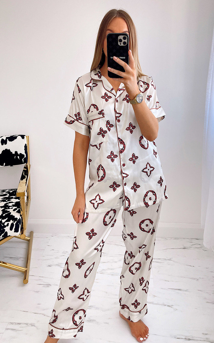 Geena Button Up Printed Pyjama Co-Ord Thumbnail