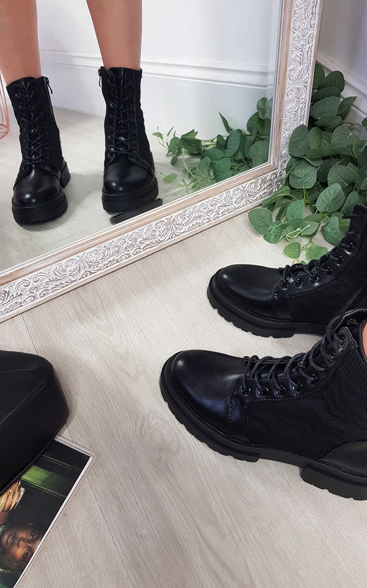 Gemma Faux Leather Lace Up Ankle Boot Thumbnail Gemma Faux Leather Lace Up Ankle Boot Thumbnail