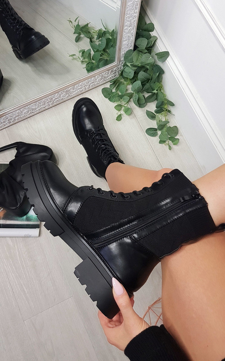 Gemma Faux Leather Lace Up Ankle Boot Thumbnail Gemma Faux Leather Lace Up Ankle Boot Thumbnail