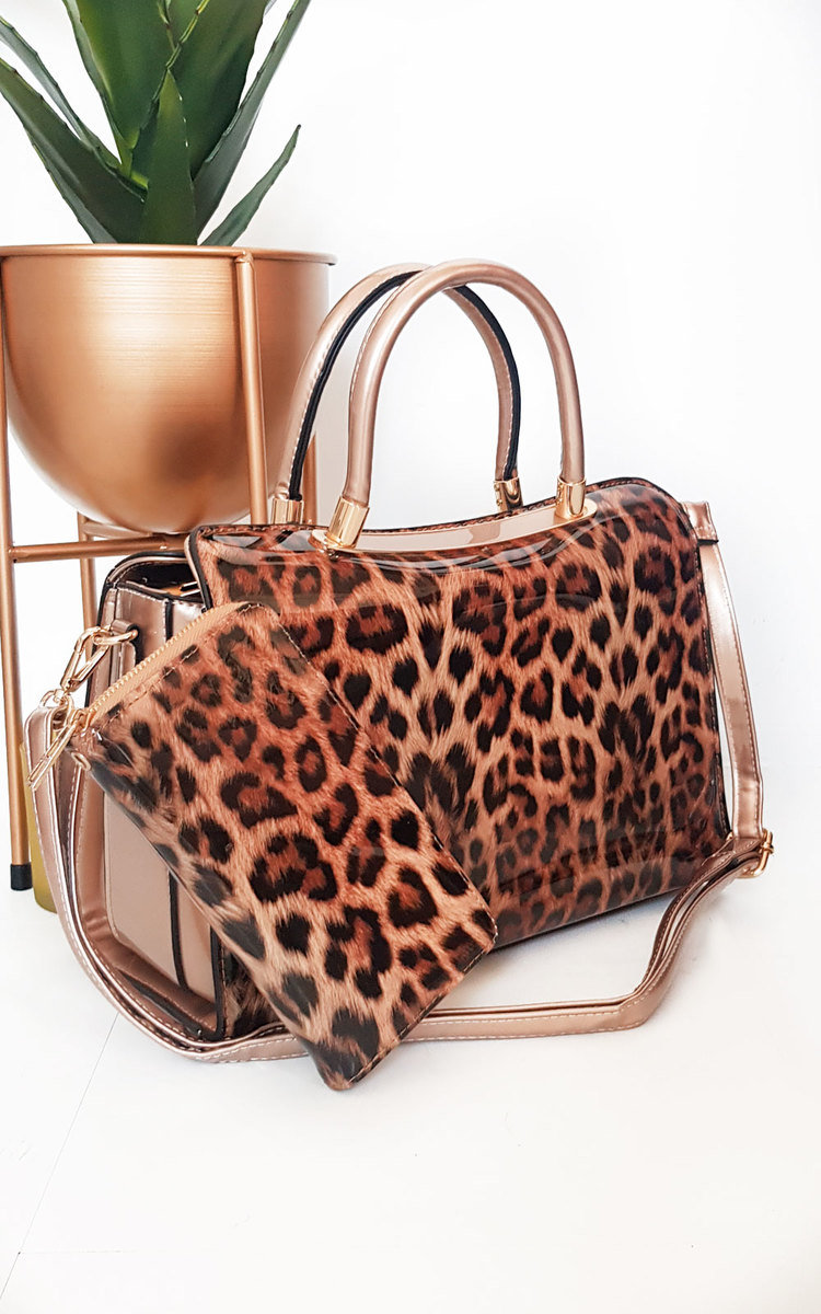 Gemma Leopard Print Patent Handbag