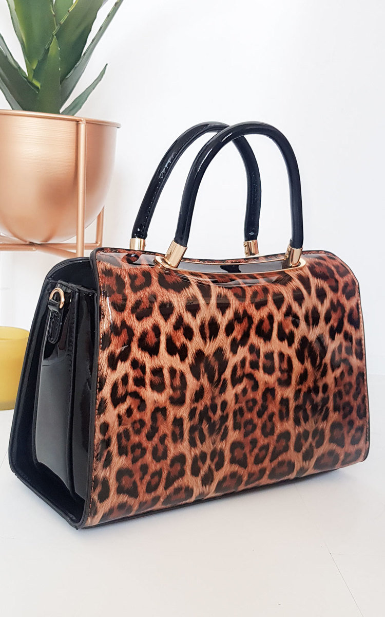 Gemma Leopard Print Patent Handbag