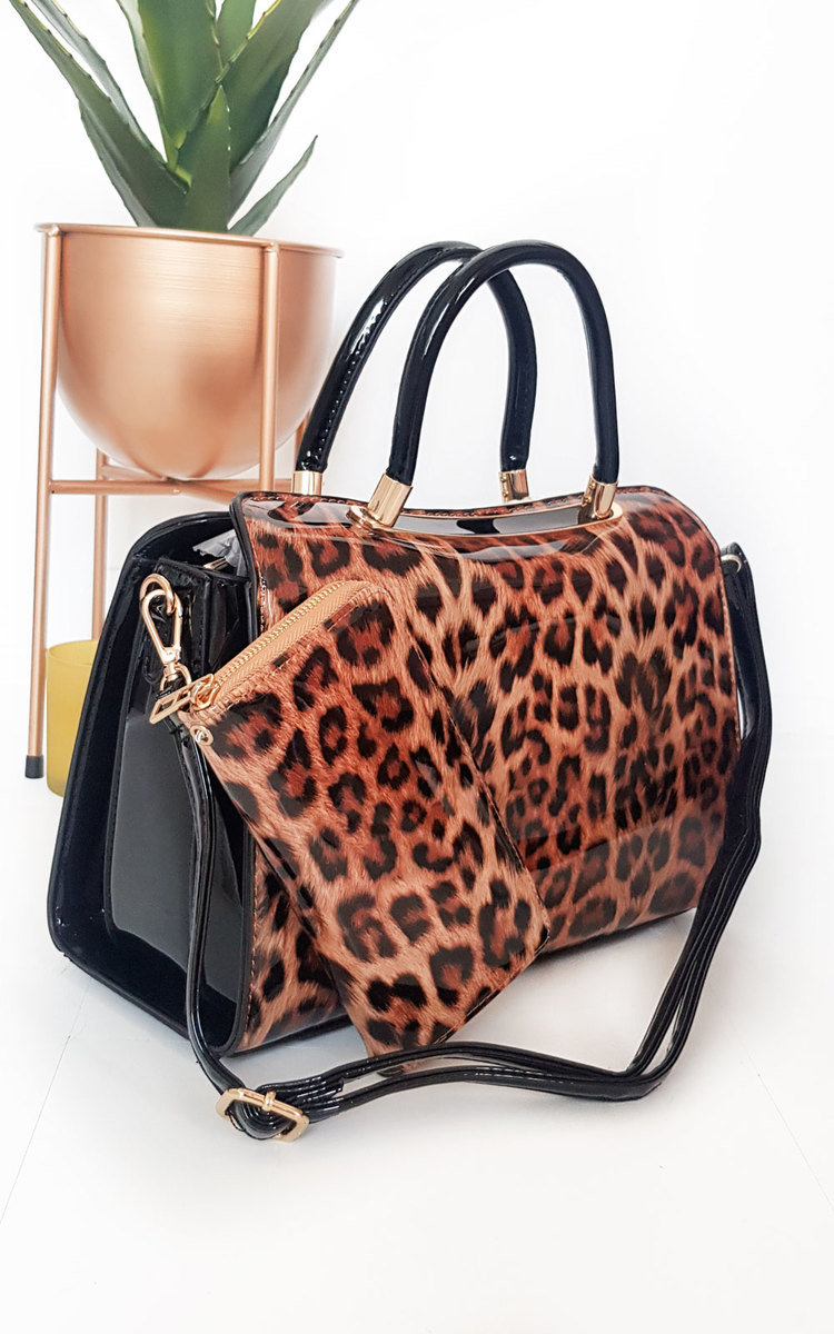 Gemma Leopard Print Patent Handbag Thumbnail