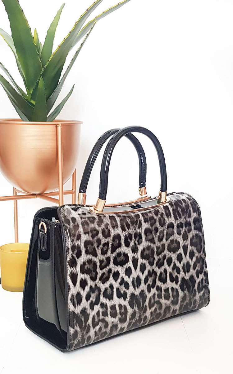 Gemma Leopard Print Patent Handbag Thumbnail