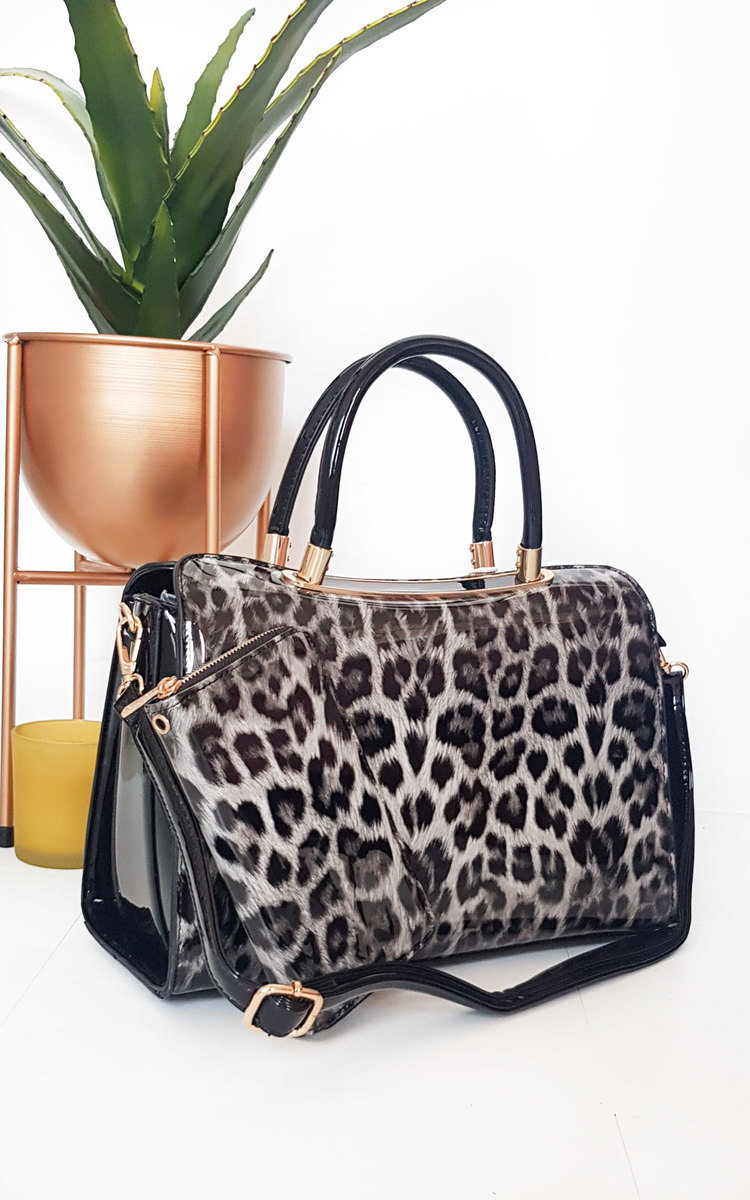 Gemma Leopard Print Patent Handbag