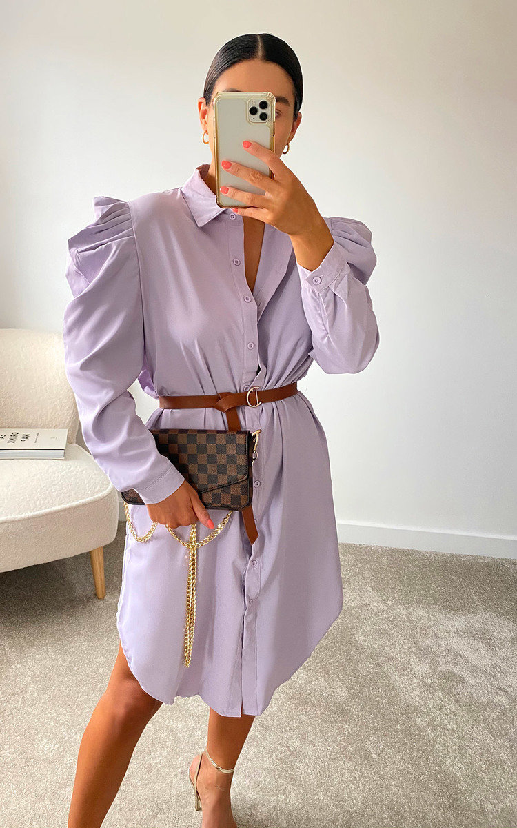 Geo Puff Sleeve Shirt Dress Thumbnail Geo Puff Sleeve Shirt Dress Thumbnail