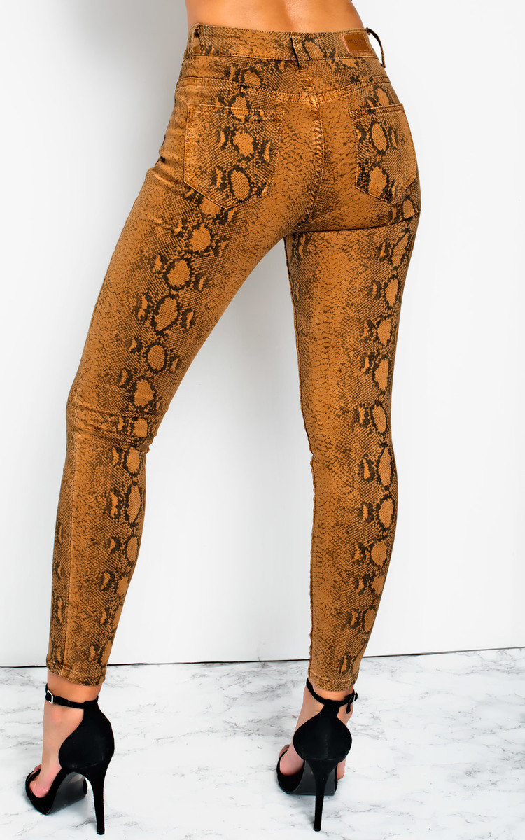 IKRUSH Womens Geo Skinny Snake Skin High-Rise Jeans