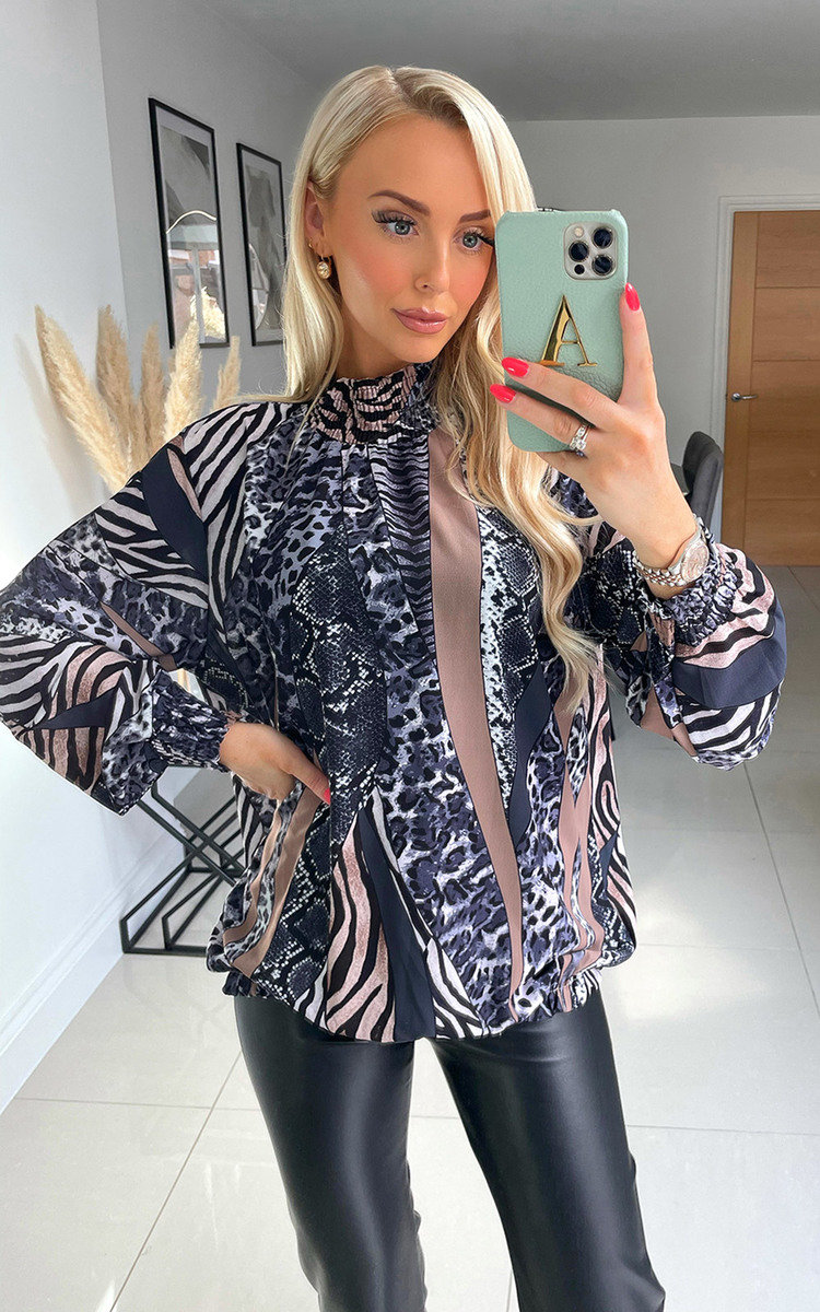 Georgia High Neck Printed Blouse