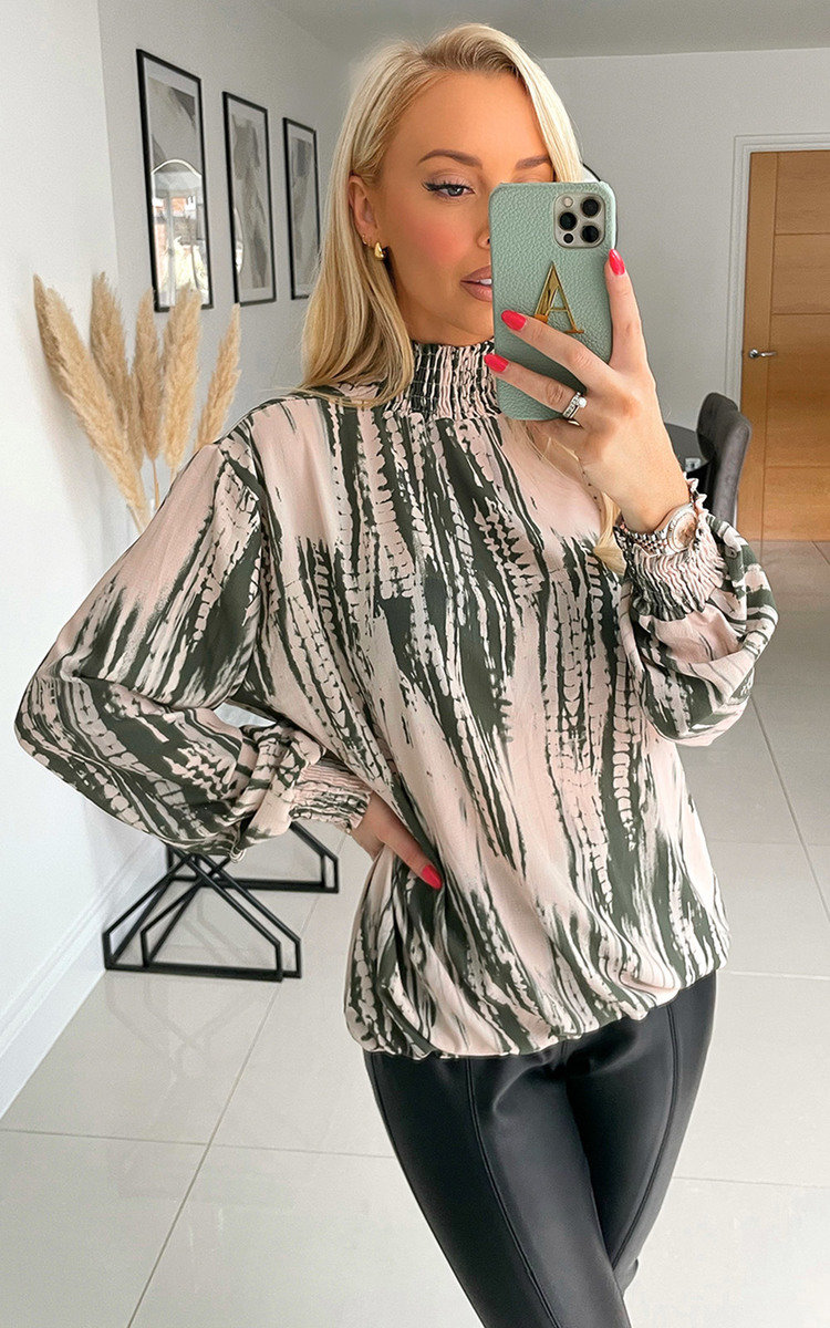 Georgia High Neck Printed Blouse Thumbnail