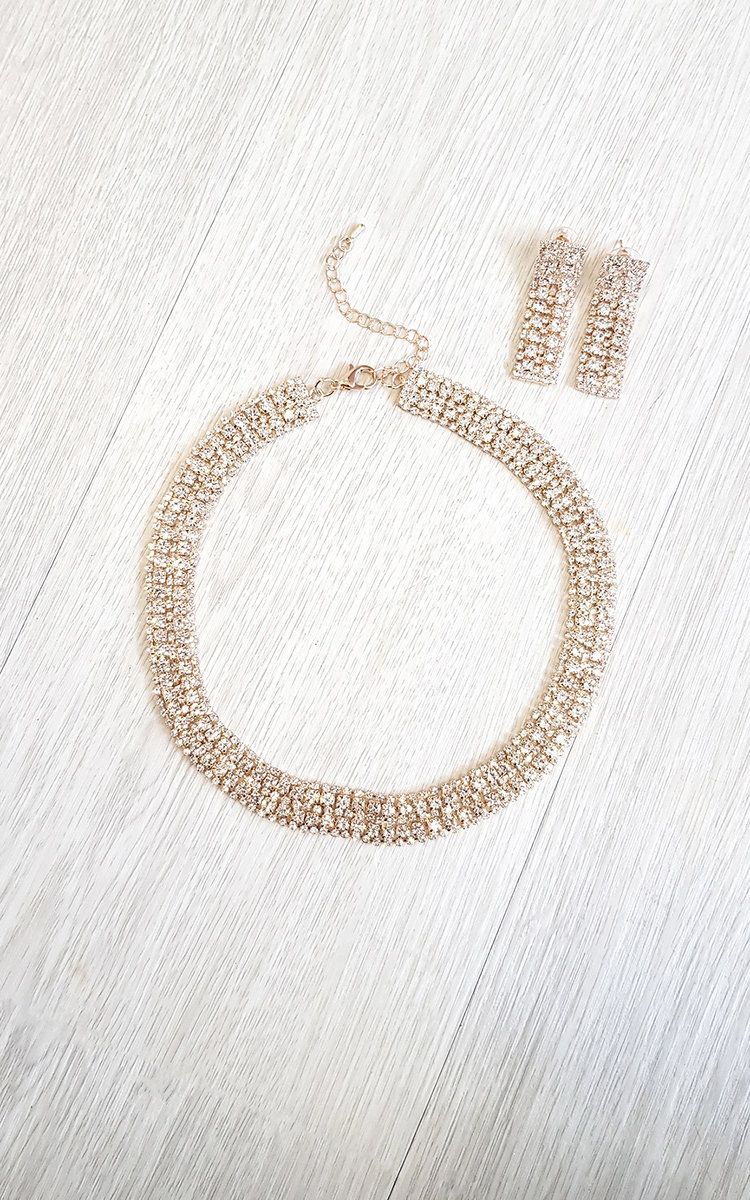 Gia Embellished Choker Necklace and Drop Earrings Set Thumbnail Gia Embellished Choker Necklace and Drop Earrings Set Thumbnail