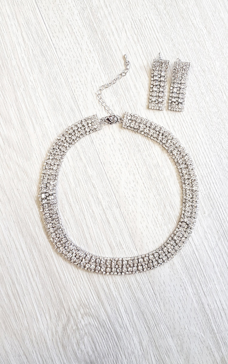 Gia Embellished Choker Necklace and Drop Earrings Set Gia Embellished Choker Necklace and Drop Earrings Set