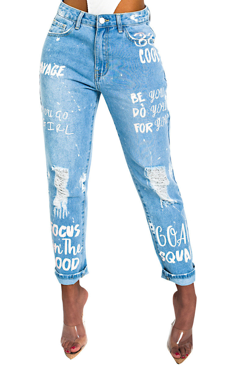 Gigi Graffiti Distressed Jeans  Thumbnail