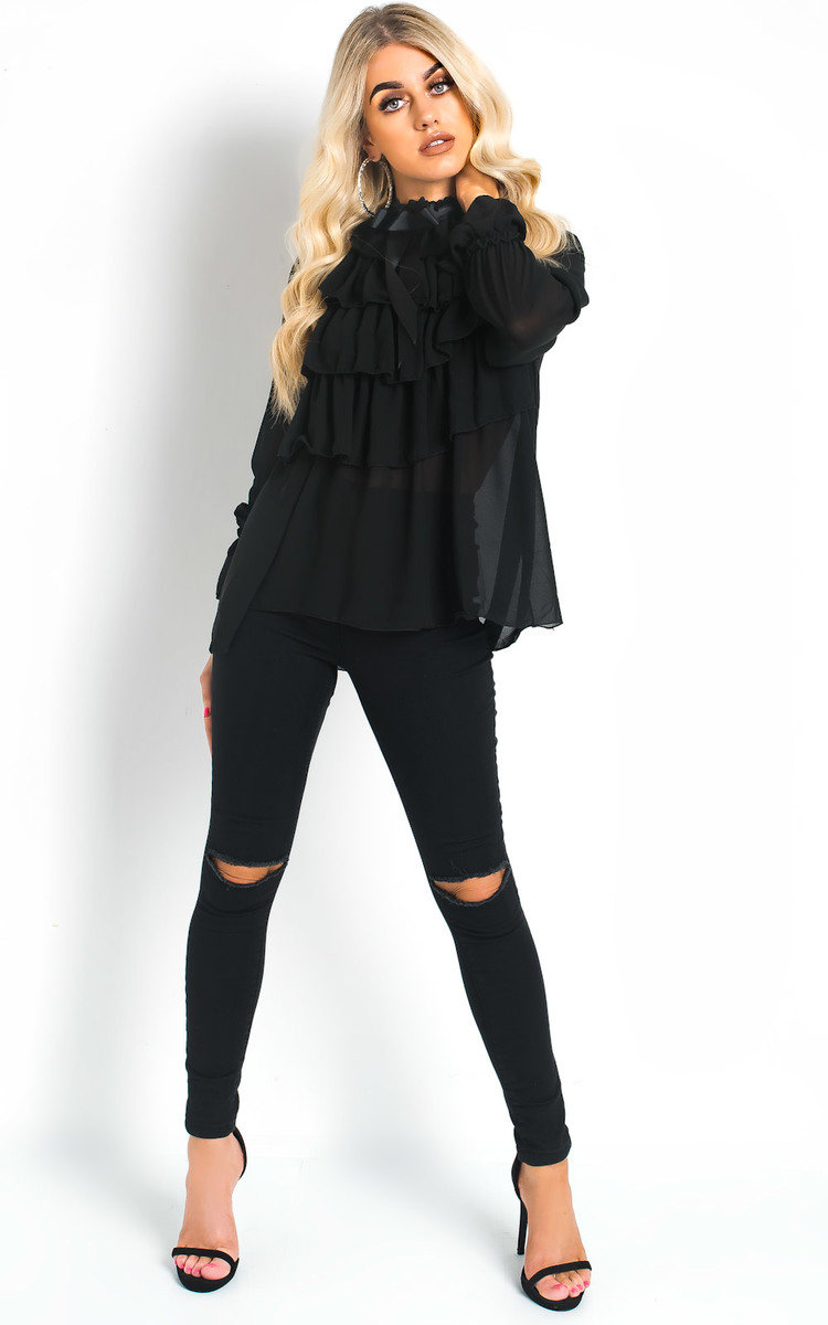 Gigi Tie Frill Cropped Blouse Thumbnail Gigi Tie Frill Cropped Blouse Thumbnail