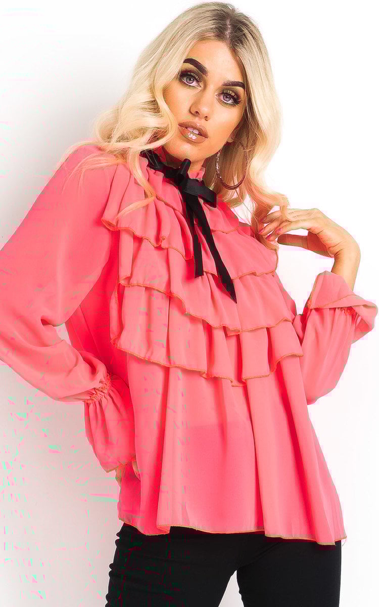 Gigi Tie Frill Cropped Blouse Gigi Tie Frill Cropped Blouse