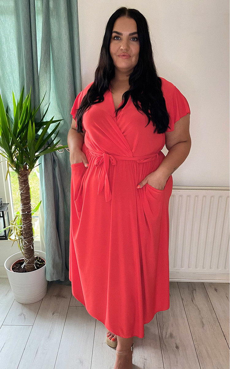 Gracie Belted Plus Size Midi Dress Thumbnail Gracie Belted Plus Size Midi Dress Thumbnail