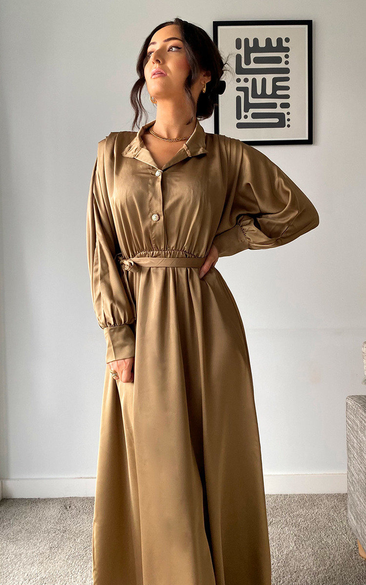 Guilda High Neck Belted  Maxi Dress