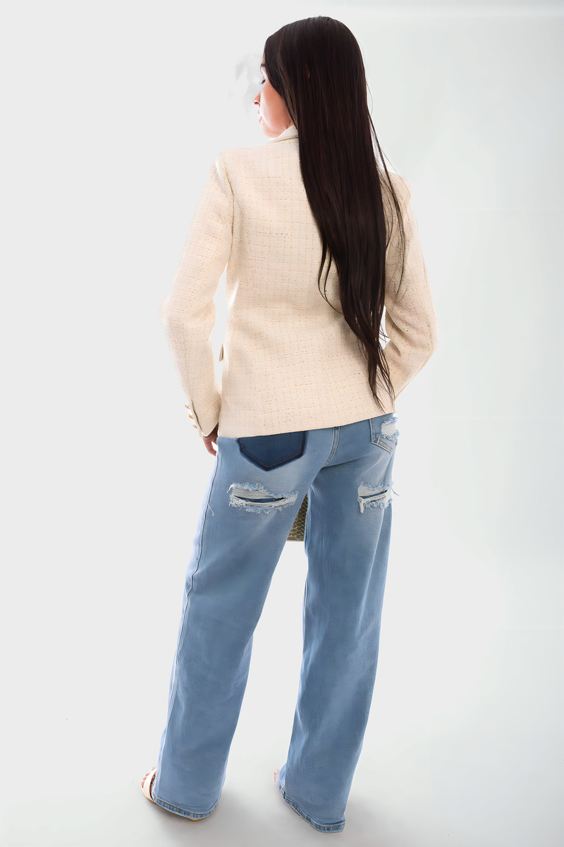 Gwen Double Breasted Long Sleeve Button Blazer Jacket Thumbnail