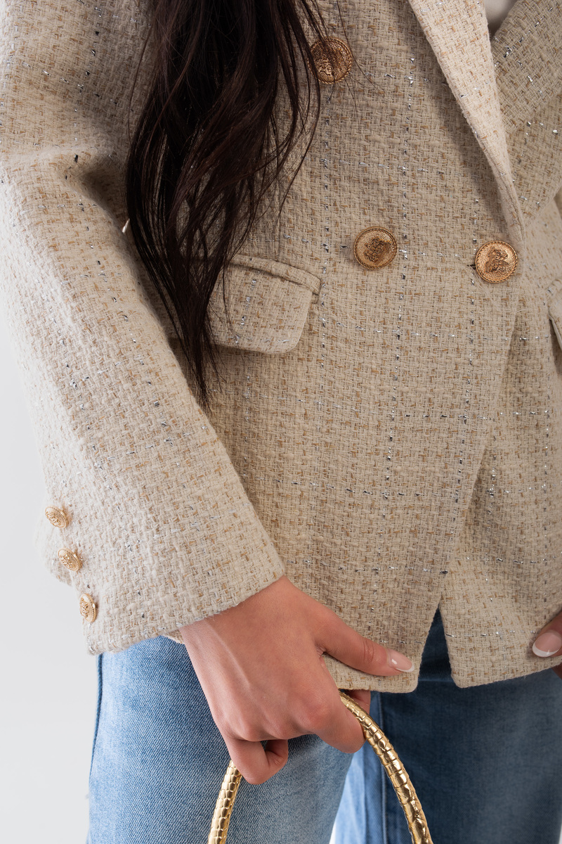 Gwen Double Breasted Long Sleeve Button Blazer Jacket Thumbnail