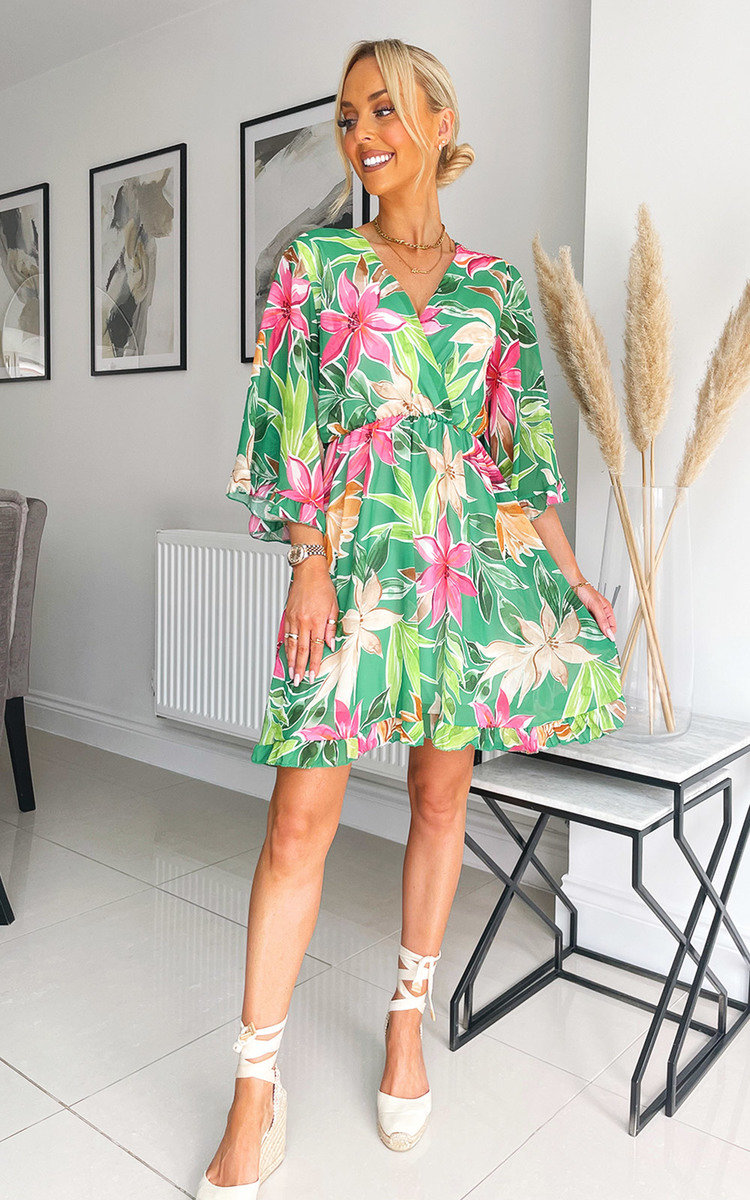 Lorraine Wrap Floral Printed Midi Dress Thumbnail Lorraine Wrap Floral Printed Midi Dress Thumbnail