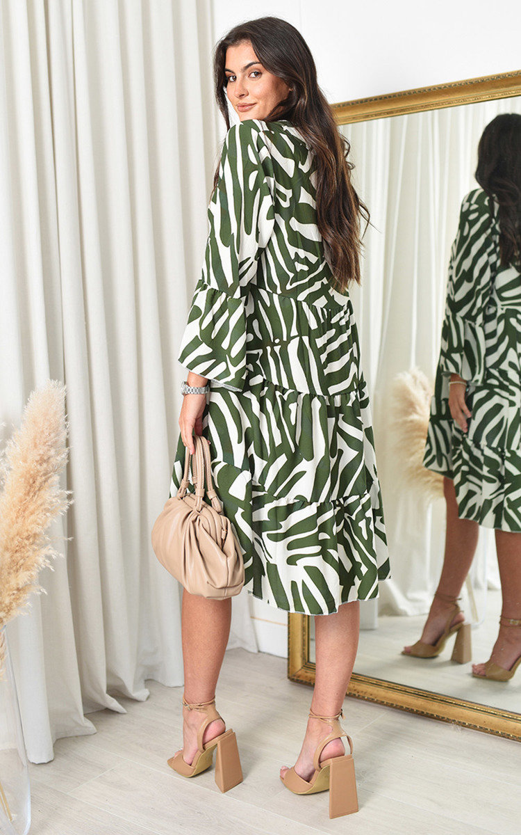 Hallie Smock Dress with Abstract Print Thumbnail Hallie Smock Dress with Abstract Print Thumbnail