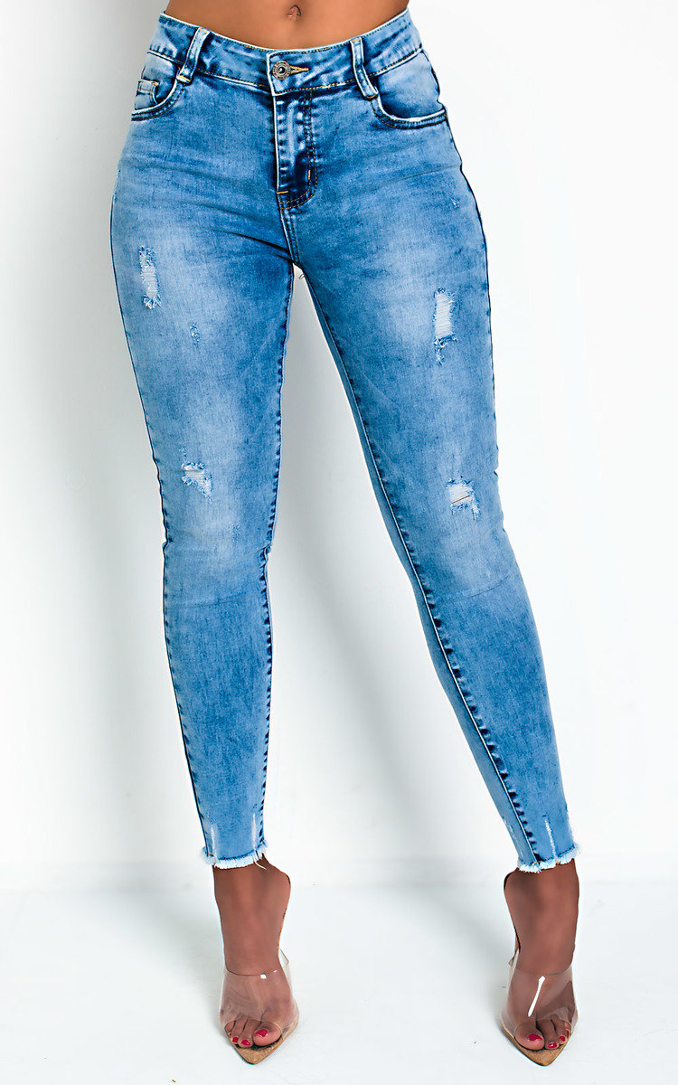 Hannah Distressed Frayed Skinny Jeans 