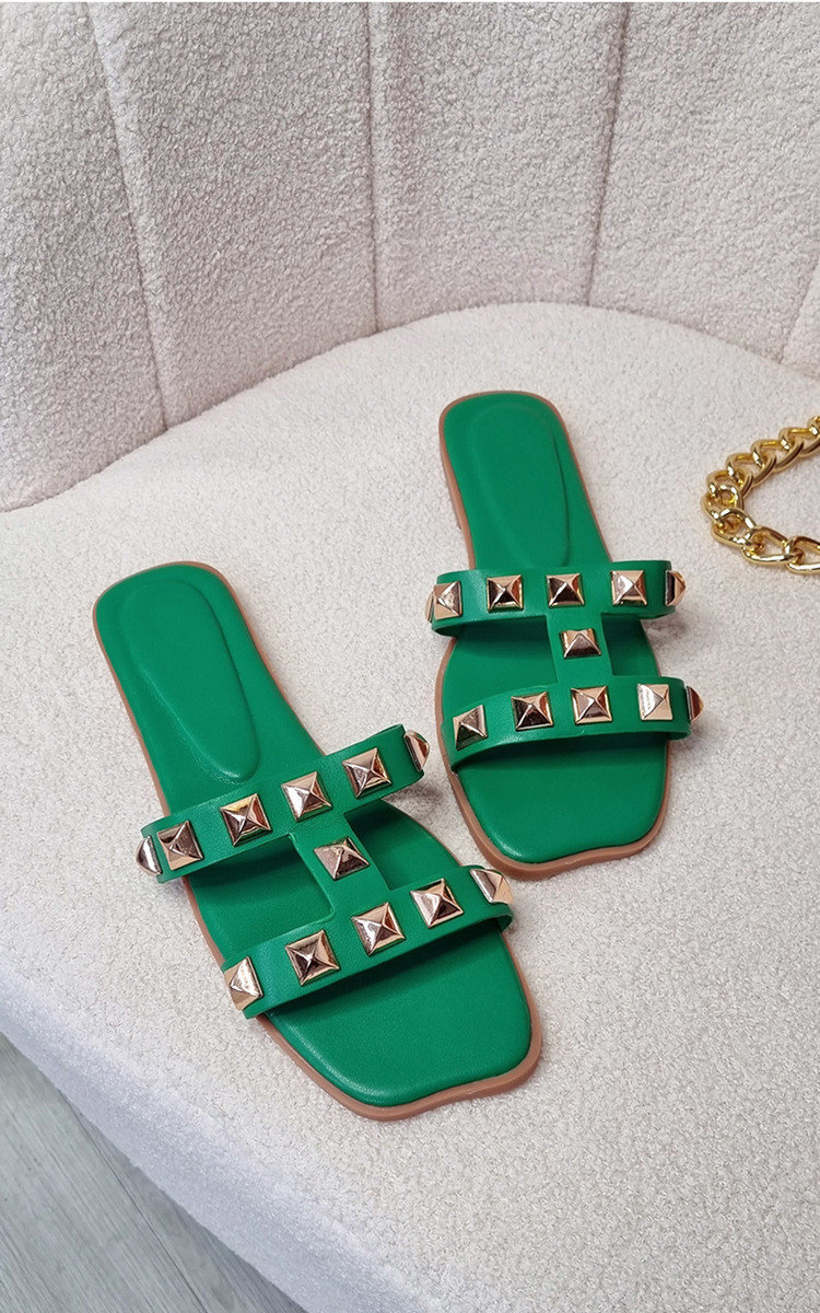 Harlow Faux Leather Studded Sliders Harlow Faux Leather Studded Sliders
