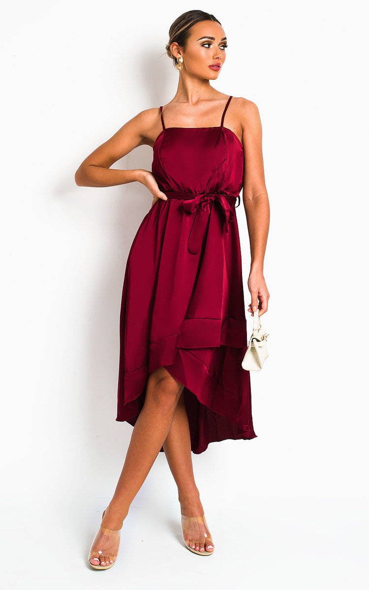 Harlow Satin Frill Midi Dress  Thumbnail