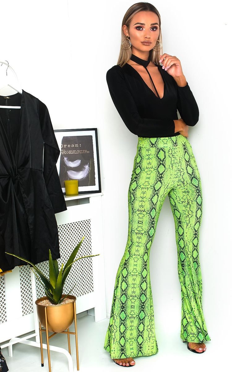 Harlow Wide Leg Snake Print Trousers  Thumbnail