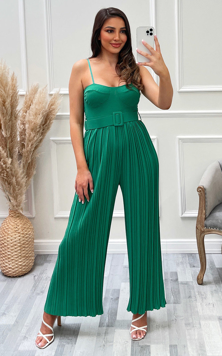 Harper Sleeveless Jumpsuit with Wide Leg Pleated Detail