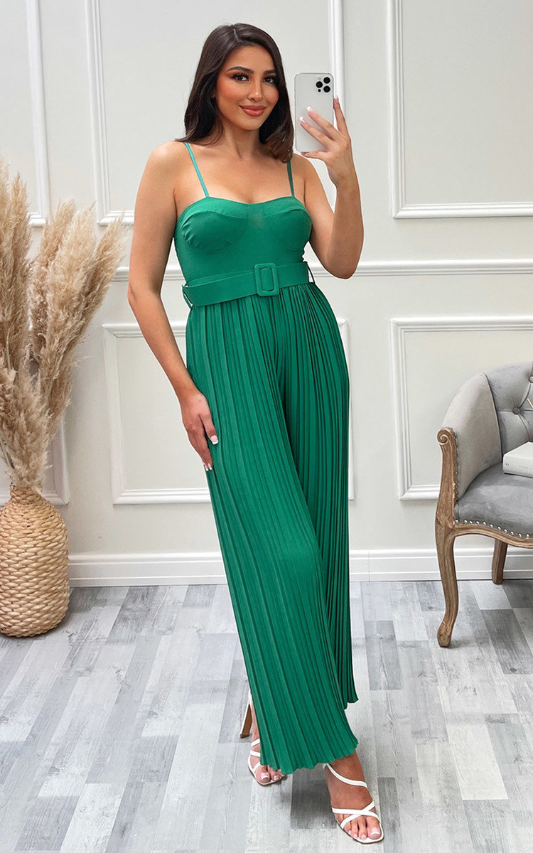 Harper Sleeveless Jumpsuit with Wide Leg Pleated Detail Thumbnail