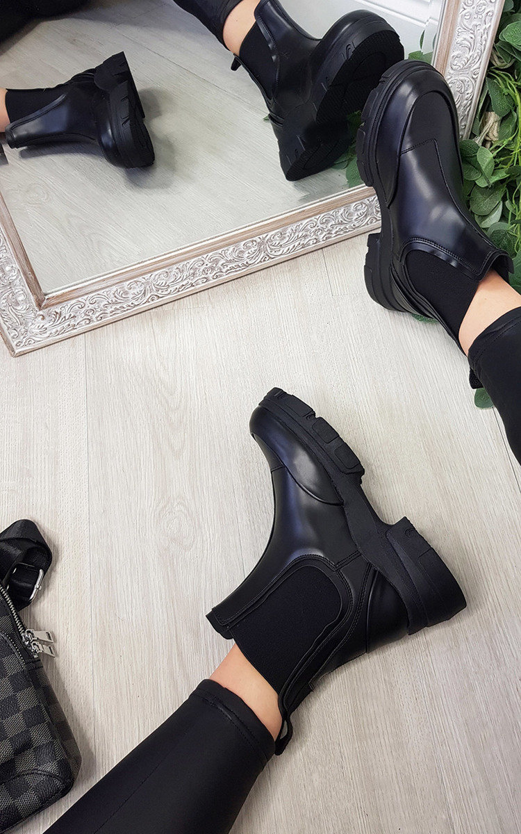 Hazel Faux Leather Chunky Ankle Boots Thumbnail