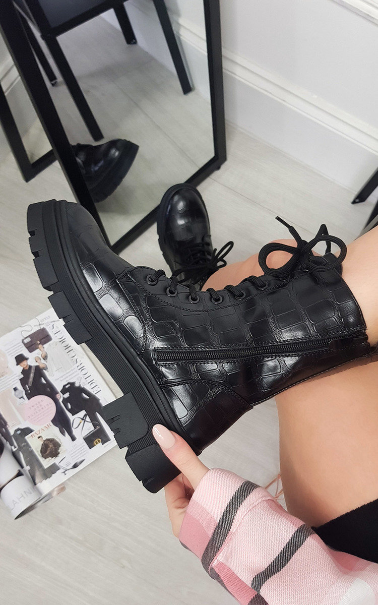 Heather Faux Leather Ankle Boot with Zip Detail Thumbnail Heather Faux Leather Ankle Boot with Zip Detail Thumbnail