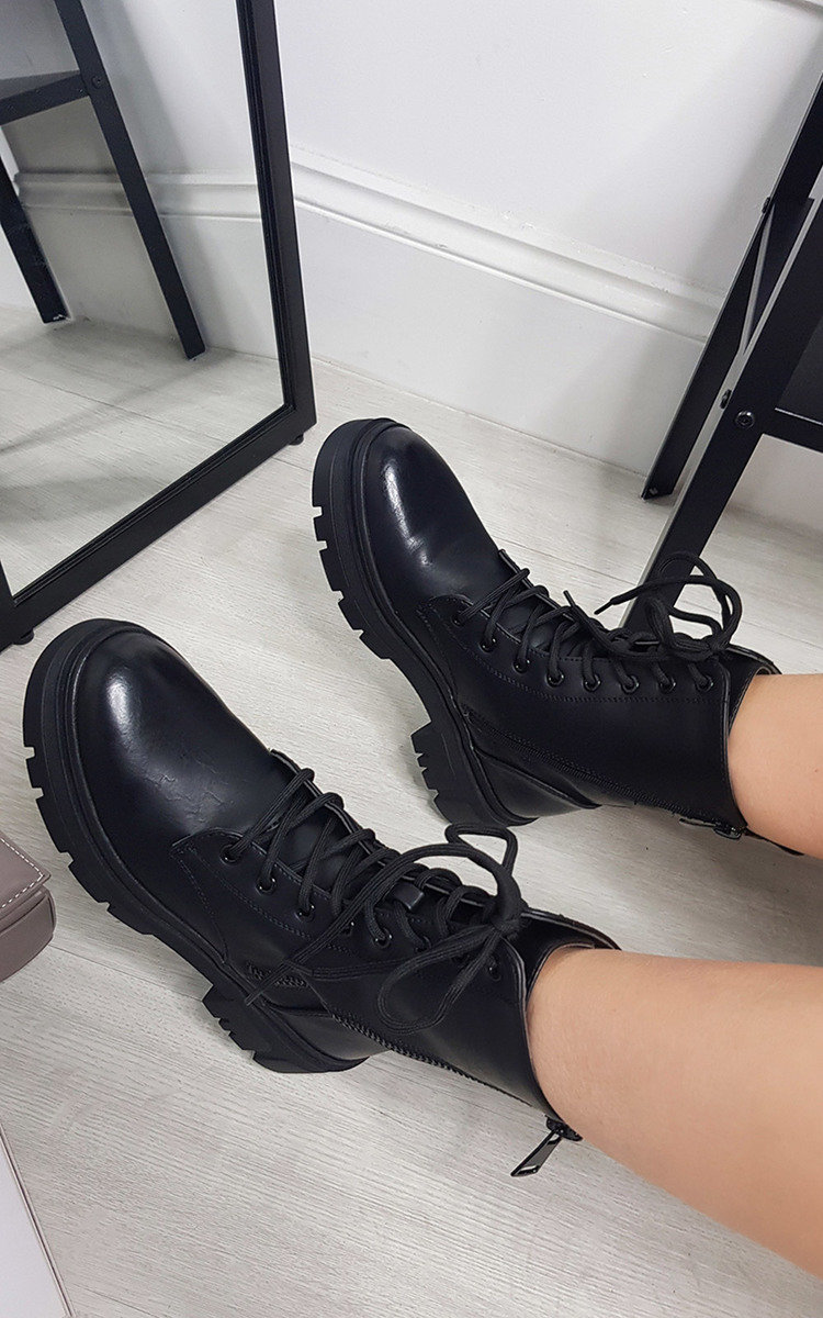 Heather Faux Leather Ankle Boot with Zip Detail Thumbnail Heather Faux Leather Ankle Boot with Zip Detail Thumbnail
