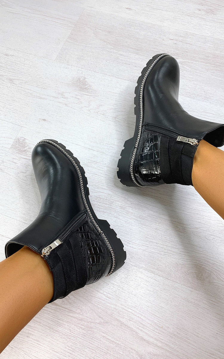 Heidi Faux Leather Croc Print Ankle Boots Thumbnail Heidi Faux Leather Croc Print Ankle Boots Thumbnail