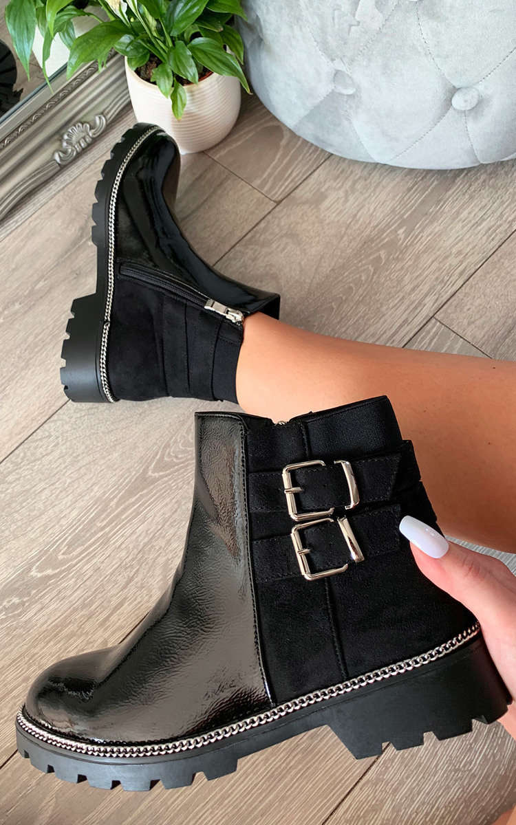 Heidi Faux Leather Patent Ankle Boots Thumbnail Heidi Faux Leather Patent Ankle Boots Thumbnail