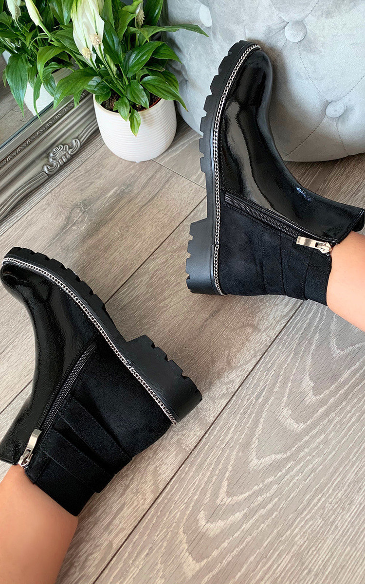 Heidi Faux Leather Patent Ankle Boots Thumbnail Heidi Faux Leather Patent Ankle Boots Thumbnail