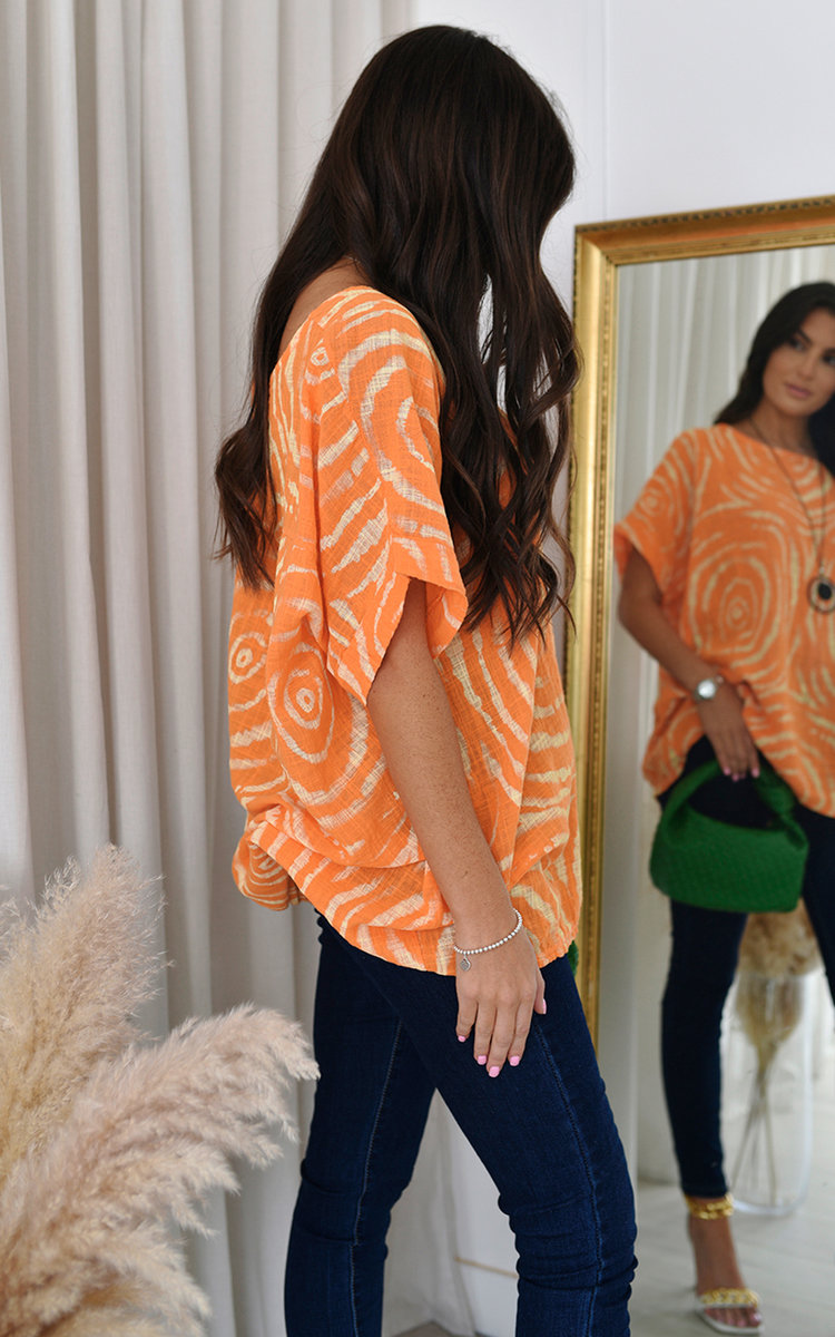 Heidi Oversized Blouse with Twirl Prints Thumbnail Heidi Oversized Blouse with Twirl Prints Thumbnail