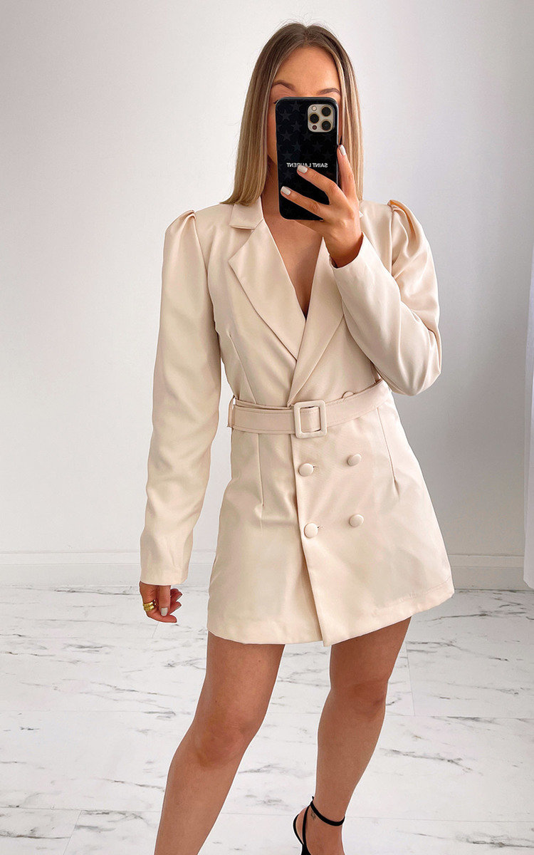 Heidi Puff Sleeve Belted Blazer Dress