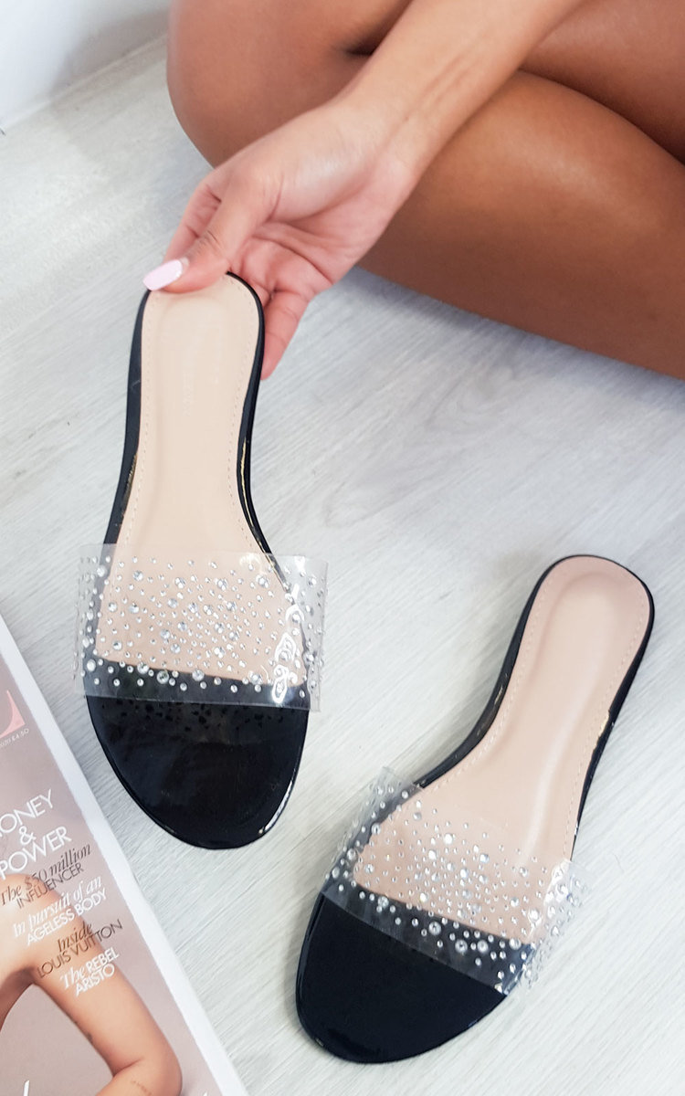 Hope Embellished Perspex Slip On Sandals Hope Embellished Perspex Slip On Sandals