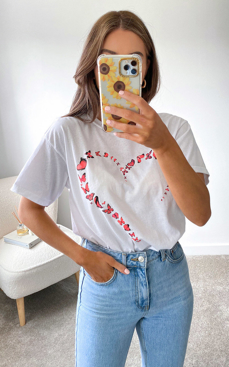 Iggy Butterfly Heart T-Shirt in White Thumbnail