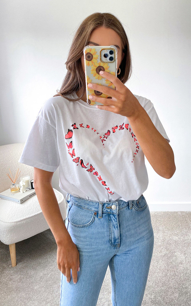 Iggy Butterfly Heart T-Shirt in White Iggy Butterfly Heart T-Shirt in White