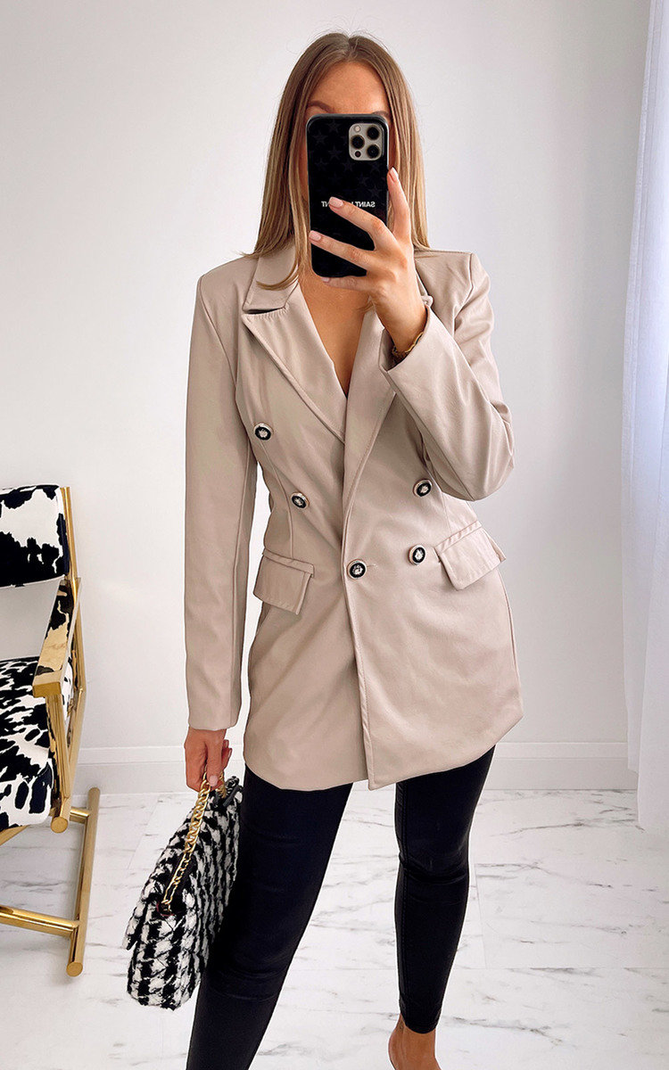 Imogen Faux Leather Blazer Jacket Thumbnail Imogen Faux Leather Blazer Jacket Thumbnail