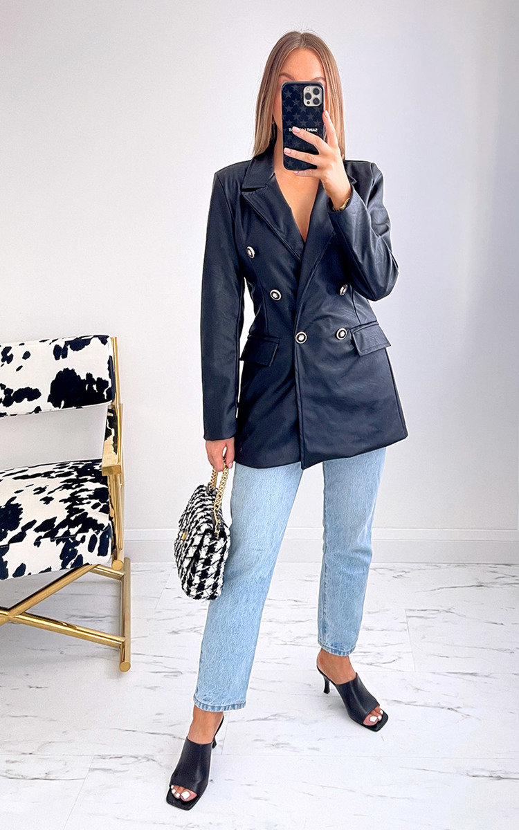 Imogen Faux Leather Blazer Jacket Thumbnail Imogen Faux Leather Blazer Jacket Thumbnail